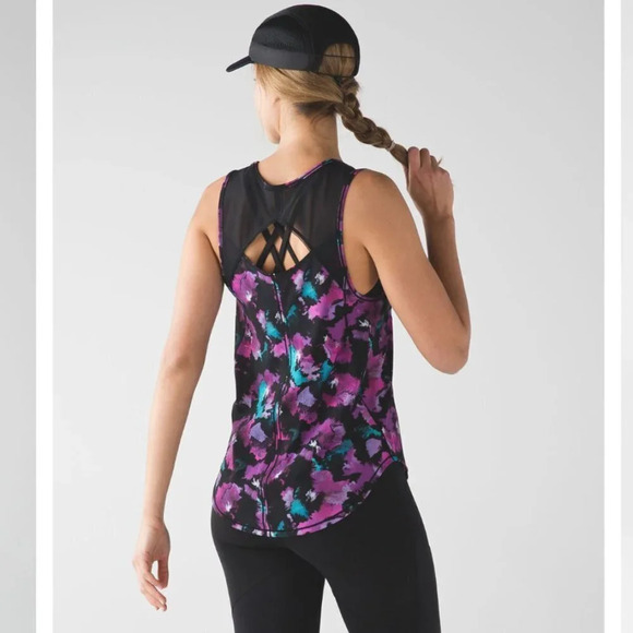 Lululemon Sculpt  Tank Purple Floral Lightweight Running Training Size 2 - Picture 2 of 6